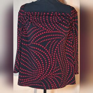 GEORGE Black Long-Sleeve Top with Red Polka Dot Wave Print